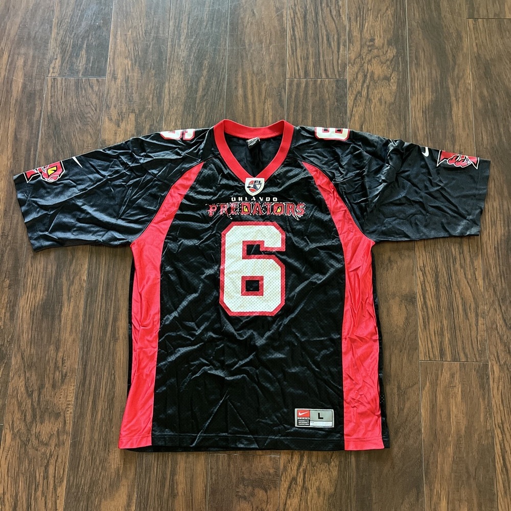 Vintage Men's Orlando Predators Jersey Nike AFL Sports Black Red Size Large #6‎